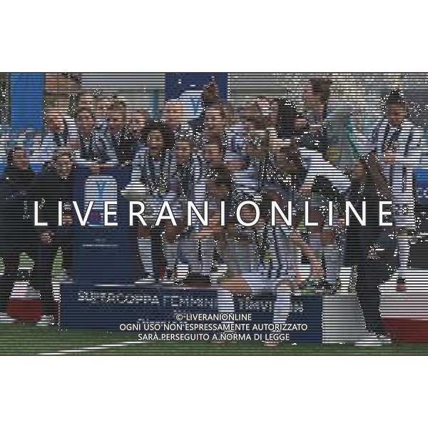 Fabio Fagiolini/LM - Final - Juventus vs Fiorentina Femminile - Italian football Women Supercoppa match 10 January 2021 - Stadio Comunale &#34;Aldo Gastaldi&#34;, chiavari (ge), Italy Photo showing: exultation of the players of Juventus for the victory of the cup @LM/Fabio Fagiolini AG ALDO LIVERANI SAS