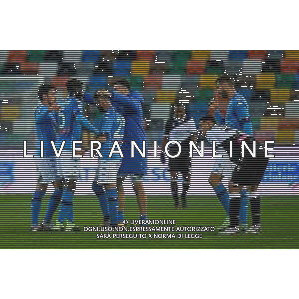 Ettore Griffoni/LM - Udinese Calcio vs SSC Napoli - Italian football Serie A match 2020/2021 10 January 2021 - Friuli Dacia Arena stadium, udine, Italy Photo showing: Happiness of SSC Napoli after winning the match @LM/Ettore Griffoni AG ALDO LIVERANI SAS
