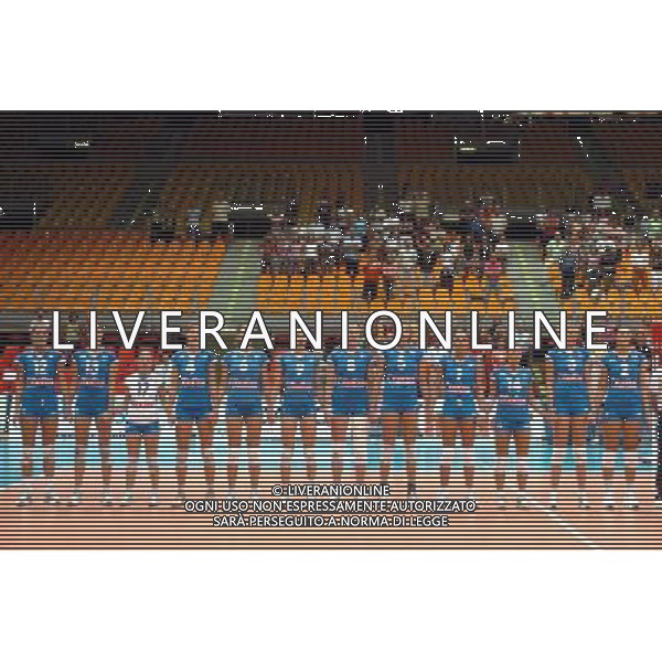LIVORNO,25 AGOSTO 2005 VOLLEY FEMMINILE QUADRANGOLARE INTERNAZIONALE \'CITTA\' DI LIVORNO\' PARTITA ITALIA-TURCHIA NELLA FOTO:FORMAZIONE FOTO BIZZI-A.LIVERANI