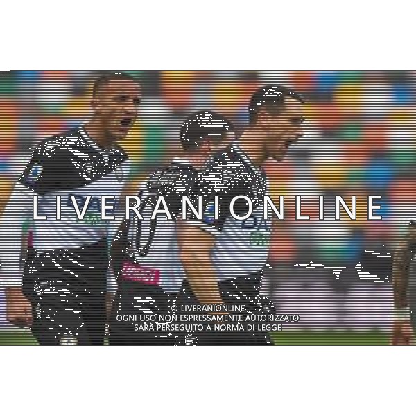 Franco Debernardi/LM - Udinese Calcio vs SSC Napoli - Italian football Serie A match 2020/2021 10 January 2021 - Friuli Dacia Arena stadium, udine, Italy Photo showing: Kevin Lasagna of Udinese celebrates with his teammate Rodrigo Becao after makes a goal @LM/Franco Debernardi AG ALDO LIVERANI SAS