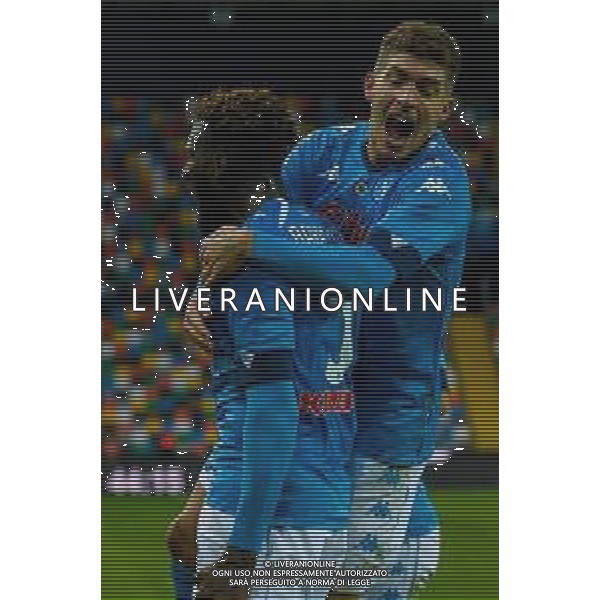 Franco Debernardi/LM - Udinese Calcio vs SSC Napoli - Italian football Serie A match 2020/2021 10 January 2021 - Friuli Dacia Arena stadium, udine, Italy Photo showing: Tiemoue Bakayoko of Napolii celebrate with his teammate Giovanni Di Lorenzo after scores a goal @LM/Franco Debernardi AG ALDO LIVERANI SAS