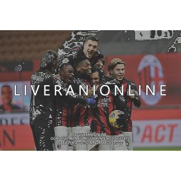 esultanza finale Milan dopo il rigore decisivo di hakan calhanoglu Milan vs Torino Coppa Italia - ottavi di finale Milano 12-01-2021 Stadio Giuseppe Meazza - San Siro foto Roberto Garavaglia/ag. Aldo Liverani sas /AGENZIA ALDO LIVERANI SAS
