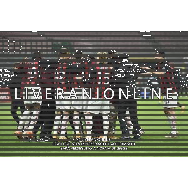 esultanza finale Milan dopo il rigore decisivo di hakan calhanoglu Milan vs Torino Coppa Italia - ottavi di finale Milano 12-01-2021 Stadio Giuseppe Meazza - San Siro foto Roberto Garavaglia/ag. Aldo Liverani sas /AGENZIA ALDO LIVERANI SAS