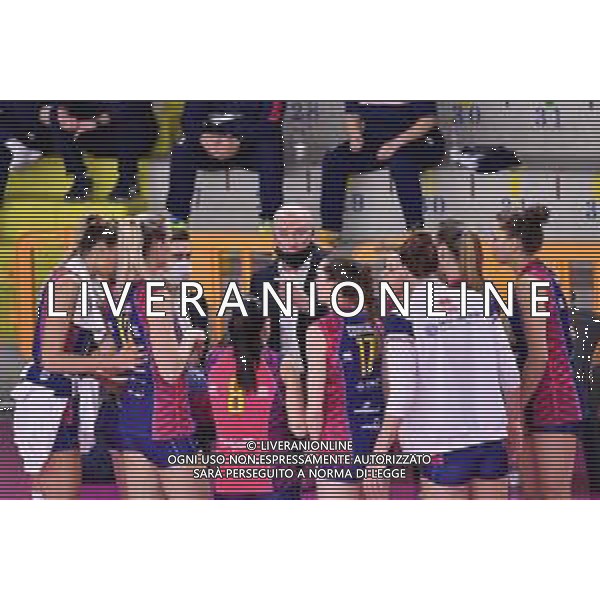 Lisa Guglielmi/LM - Savino Del Bene Scandicci vs Imoco Volley Conegliano - Volleyball Italian Serie A1 Women match 2020/2021 13 January 2021 - Palazzetto dello Sport, scandicci (fi), Italy Photo showing: Time-out Savino Del Bene Scandicci @LM/Lisa Guglielmi/AGENZIA ALDO LIVERANI SAS