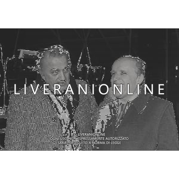 RETROSPETTAIVA FEDERICO FELLINI REGISTA NELLA FOTO FEDERICO FELLINI NELL\'ANNO 1975 CON IL COMPOSITORE NINO ROTA AG ALDO LIVERANI SAS 