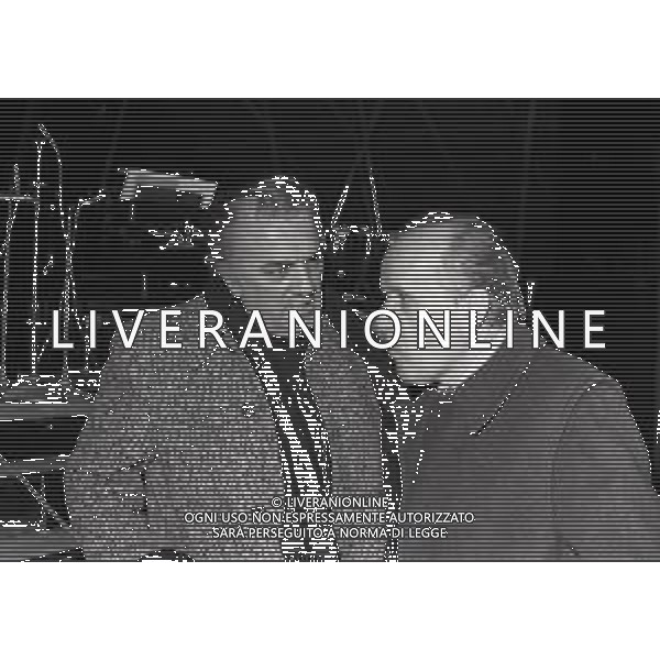 RETROSPETTAIVA FEDERICO FELLINI REGISTA NELLA FOTO FEDERICO FELLINI NELL\'ANNO 1975 CON IL COMPOSITORE NINO ROTA AG ALDO LIVERANI SAS 