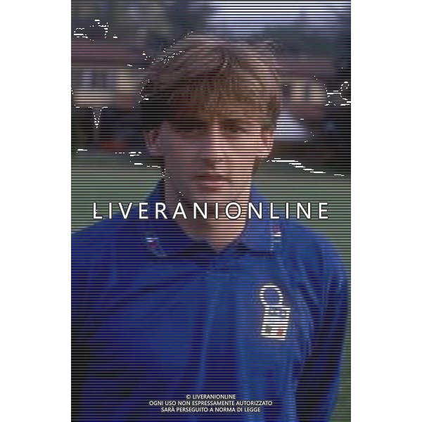 RETROSPETTIVA GIUSEPPE SIGNORI CALCIATORE CON LA MAGLIA DELLA NAZIONALE ITALIANA NEL 1993-1994 ©Archivio DFP/AG ALDO LIVERANI SAS