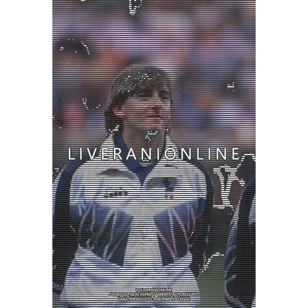 RETROSPETTIVA GIUSEPPE SIGNORI CALCIATORE CON LA MAGLIA DELLA NAZIONALE ITALIANA NEL 1993-1994 ©Archivio DFP/AG ALDO LIVERANI SAS