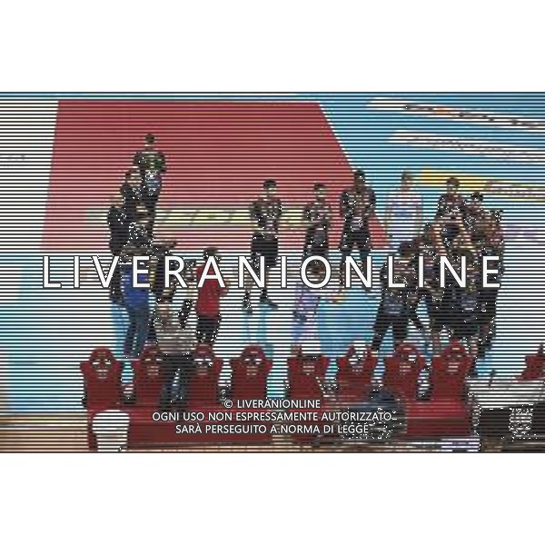 Roberto Bartomeoli/LM - Cucine Lube Civitanova vs Leo Shoes Modena - Volleyball Italian Serie A Men Superleague Championship 2020/2021 16 January 2021 - Palasport Eurosuole Forum, civitanova marche, Italy Photo showing: The players of Cucine Lube Civitanova take the field @LM/Roberto Bartomeoli AG ALDO LIVERANI SAS