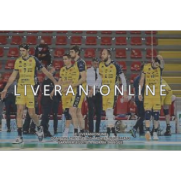 Roberto Bartomeoli/LM - Cucine Lube Civitanova vs Leo Shoes Modena - Volleyball Italian Serie A Men Superleague Championship 2020/2021 16 January 2021 - Palasport Eurosuole Forum, civitanova marche, Italy Photo showing: Leo Shoes Modena @LM/Roberto Bartomeoli AG ALDO LIVERANI SAS