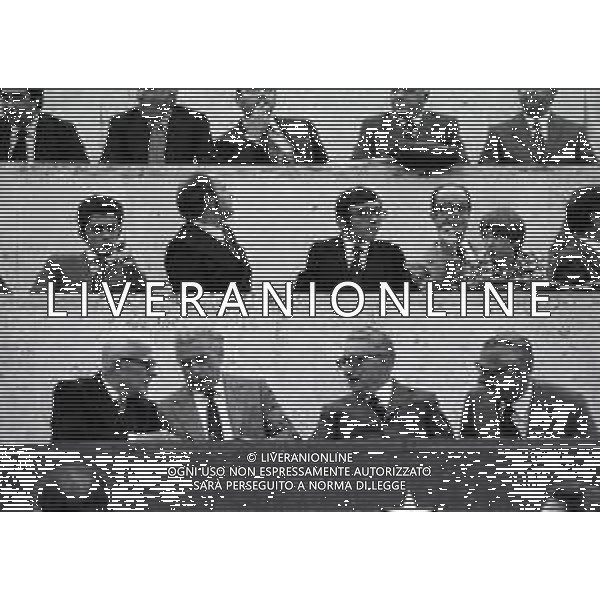 20-10-1973 ROMA QUALIFICAZIONI AI MONDIALI DI CALCIO ITALIA SVIZZERA 2-0 NELA FOTO SANDRO PERTINI-ARTEMIO FRANCHI-GIOVANNI LEONE AG ALDO LIVERANI SAS