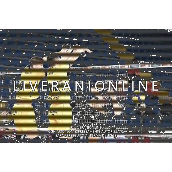 Roberto Bartomeoli/LM - Cucine Lube Civitanova vs Leo Shoes Modena - Volleyball Italian Serie A Men Superleague Championship 2020/2021 16 January 2021 - Palasport Eurosuole Forum, civitanova marche, Italy Photo showing: Block of Leo Shoes Modena @LM/Roberto Bartomeoli AG ALDO LIVERANI SAS