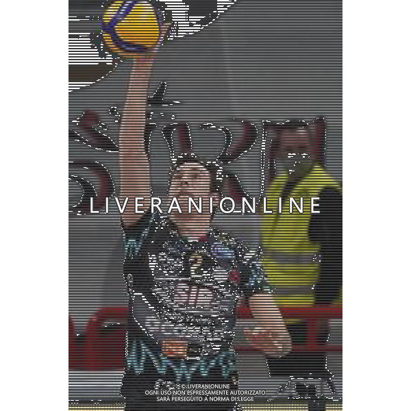 Loris Cerquiglini/LM - Sir Safety Conad Perugia vs Allianz Milano - Volleyball Italian Serie A Men Superleague Championship 2020/2021 17 January 2021 - PalaEvangelisti, perugia, Italy Photo showing: fabio ricci (n.2 middle-blocker sir safety conad perugia) serve @LM/Loris Cerquiglini AG ALDO LIVERANI SAS