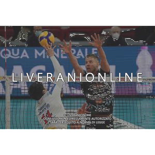 Loris Cerquiglini/LM - Sir Safety Conad Perugia vs Allianz Milano - Volleyball Italian Serie A Men Superleague Championship 2020/2021 17 January 2021 - PalaEvangelisti, perugia, Italy Photo showing: yuki ishikawa (n.14 hitter spicker power volley milano) spike ter horst thijs (n.5 hitter spicker sir safety conad perugia) block @LM/Loris Cerquiglini AG ALDO LIVERANI SAS