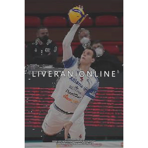 Loris Cerquiglini/LM - Sir Safety Conad Perugia vs Allianz Milano - Volleyball Italian Serie A Men Superleague Championship 2020/2021 17 January 2021 - PalaEvangelisti, perugia, Italy Photo showing: jan kozamernik (n. 5 middle-blocker power volley milano) serve @LM/Loris Cerquiglini AG ALDO LIVERANI SAS