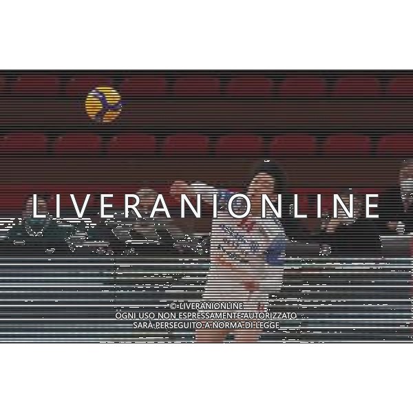 Loris Cerquiglini/LM - Sir Safety Conad Perugia vs Allianz Milano - Volleyball Italian Serie A Men Superleague Championship 2020/2021 17 January 2021 - PalaEvangelisti, perugia, Italy Photo showing: yuki ishikawa (n.14 hitter spicker power volley milano) serve @LM/Loris Cerquiglini AG ALDO LIVERANI SAS