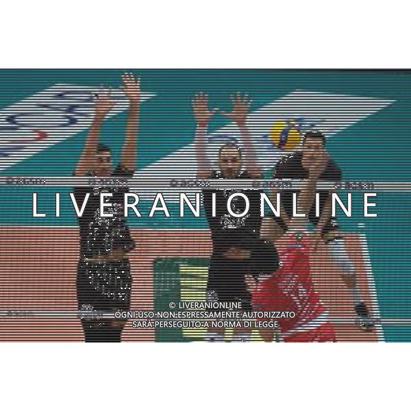 Roberto Tommasini/LM - NBV Verona vs Consar Ravenna - Volleyball Italian Serie A Men Superleague Championship 2020/2021 17 January 2021 - AGSM Forum, Verona, Italy Photo showing: Block of Matey Kaziyski - NBV Verona and Edoardo Caneschi - NBV Verona @LM/Roberto Tommasini AG ALDO LIVERANI SAS