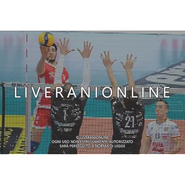 Roberto Tommasini/LM - NBV Verona vs Consar Ravenna - Volleyball Italian Serie A Men Superleague Championship 2020/2021 17 January 2021 - AGSM Forum, Verona, Italy Photo showing: Spike of Giulio Pinali - Consar Ravenna @LM/Roberto Tommasini AG ALDO LIVERANI SAS