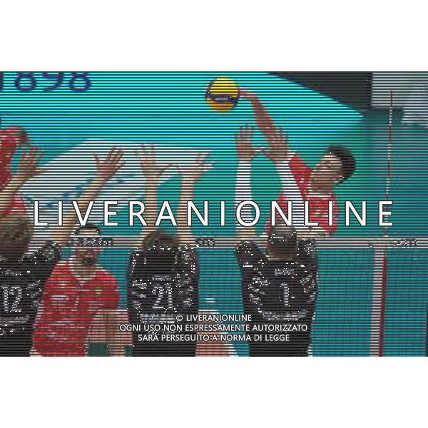 Roberto Tommasini/LM - NBV Verona vs Consar Ravenna - Volleyball Italian Serie A Men Superleague Championship 2020/2021 17 January 2021 - AGSM Forum, Verona, Italy Photo showing: Spike of Francesco Recine - Consar Ravenna @LM/Roberto Tommasini AG ALDO LIVERANI SAS