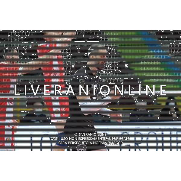 Roberto Tommasini/LM - NBV Verona vs Consar Ravenna - Volleyball Italian Serie A Men Superleague Championship 2020/2021 17 January 2021 - AGSM Forum, Verona, Italy Photo showing: Exultation of Matey Kaziyski - NBV Verona @LM/Roberto Tommasini AG ALDO LIVERANI SAS