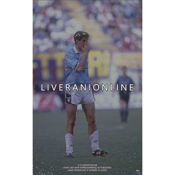 RETROSPETTIVA GIAMPAOLO SAURINI CALCIATORE NELLA FOTO CON LA MAGLIA DELLA LAZIO NEL 1990-1991 ARCHIVIO AG. ALDO LIVERANI SAS
