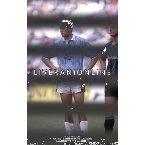 RETROSPETTIVA GIAMPAOLO SAURINI CALCIATORE NELLA FOTO CON LA MAGLIA DELLA LAZIO NEL 1990-1991 ARCHIVIO AG. ALDO LIVERANI SAS