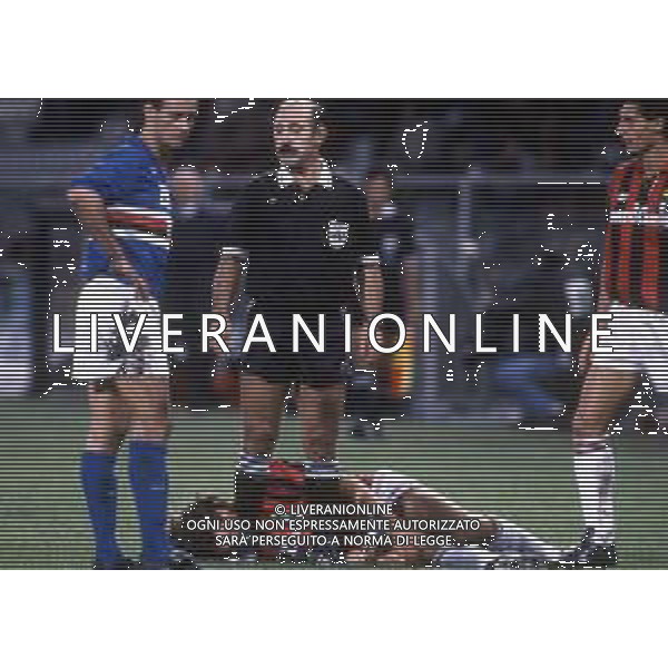 RETROSPETTIVA JOSE\' ROSA DOS SANTOS, ARBITRO DI CALCIO PORTOGHESE NELLA FOTO CON ATTILIO LOMBARDO ©ARCHIVIO / AGENZIA ALDO LIVERANI SAS