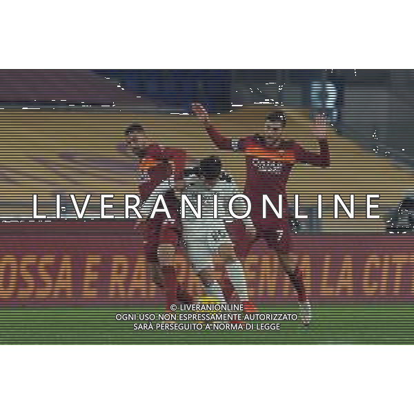 Roma vs Spezia Tim Cup - Ottavi di finale Stadio Olimpico - Roma 19-01-2021 nella foto Spinazzola e Pellegrini su Agudelo ©Federico Gaetano / AGENZIA ALDO LIVERANI SAS
