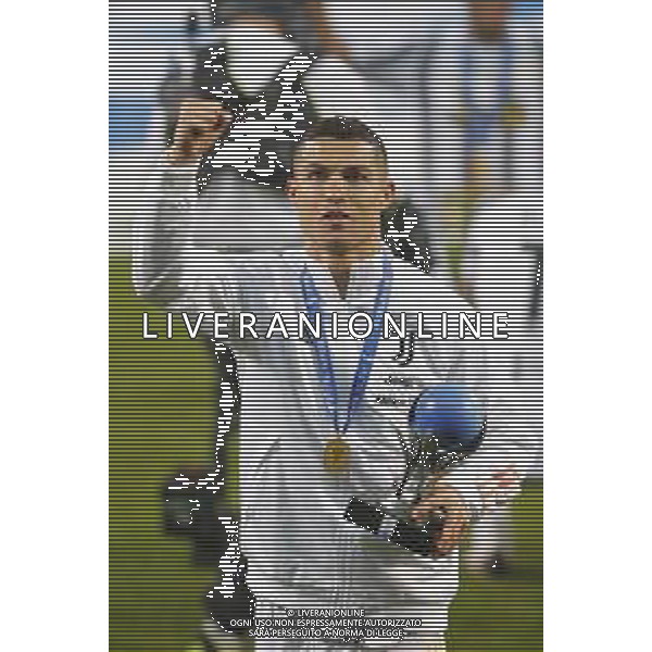 Reggio Emilia 20/01/2021 PS5 Supercoppa Italiana 2020/2021 Juventus vs Napoli - nella foto: festeggiamenti juventus per la vittoria della supercoppa Cristiano Ronaldo (Juventus f.c.) ©Claudio Zamagni/Agenzia Aldo Liverani during Italian\'s PS5 Super Cup 2020/2021 soccer match between JUVENTUS F.C and S.S.C.NAPOLI at Mapei Stadium in Reggio Emilia on January 20 2021 photo credit by Claudio Zamagni/Aldo Liverani Photo Agency/AGENZIA ALDO LIVERANI SAS