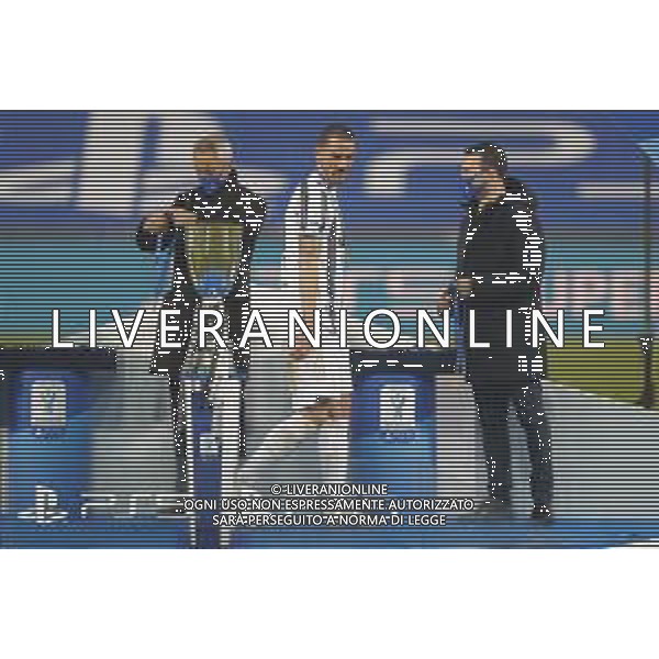 Reggio Emilia 20/01/2021 PS5 Supercoppa Italiana 2020/2021 Juventus vs Napoli - nella foto: Bonucci Leonardo (Juventus f.c.) sul podio a fine gara ©Claudio Zamagni/Agenzia Aldo Liverani Bonucci Leonardo (Juventus f.c.) at tjhe end of the match during Italian\'s PS5 Super Cup 2020/2021 soccer match between JUVENTUS F.C and S.S.C.NAPOLI at Mapei Stadium in Reggio Emilia on January 20 2021 photo credit by Claudio Zamagni/Aldo Liverani Photo Agency