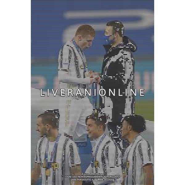 Reggio Emilia 20/01/2021 PS5 Supercoppa Italiana 2020/2021 Juventus vs Napoli - nella foto: Kulusevski Dejan(Juventus f.c.) Mckennie Weston (Juventus f.c.)Demiral Merith (Juventus f.c.) Kulusevski Dejan(Juventus f.c.) ©Claudio Zamagni/Agenzia Aldo Liverani Kulusevski Dejan(Juventus f.c.) during Italian\'s PS5 Super Cup 2020/2021 soccer match between JUVENTUS F.C and S.S.C.NAPOLI at Mapei Stadium in Reggio Emilia on January 20 2021 photo credit by Claudio Zamagni/Aldo Liverani Photo Agency