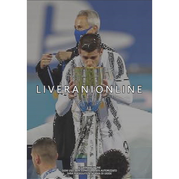 Reggio Emilia 20/01/2021 PS5 Supercoppa Italiana 2020/2021 Juventus vs Napoli - nella foto: Morata Alvaro(Juventus f.c.) bacia la coppa ©Claudio Zamagni/Agenzia Aldo Liverani during Italian\'s PS5 Super Cup 2020/2021 soccer match between JUVENTUS F.C and S.S.C.NAPOLI at Mapei Stadium in Reggio Emilia on January 20 2021 photo credit by Claudio Zamagni/Aldo Liverani Photo Agency