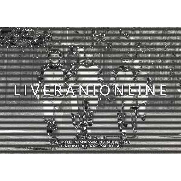 1986-1987 APPIANO GENTILE ALLENAMENTO INTER NELLA FOTO ANDREA MANDORILINI-KARL HEINZE RUMMENIGGE RICCARDO FERRI E FABIO CALCATERRA AG ALDO LIVERANI SAS