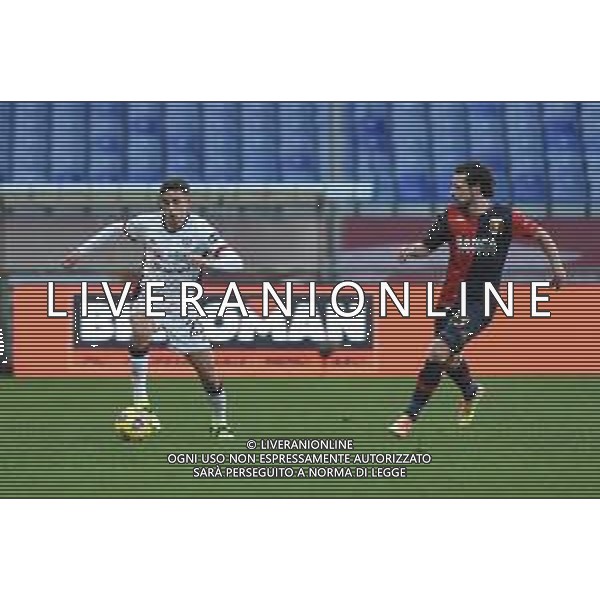 Danilo Vigo/LM - Genoa CFC vs Cagliari Calcio - Italian football Serie A match 2020/2021 24 January 2021 - Luigi Ferraris stadium, Genova, Italy Photo showing: Gabriele Zappa (Cagliari), Mattia Destro (Genoa) @LM/Danilo Vigo/AGENZIA ALDO LIVERANI SAS