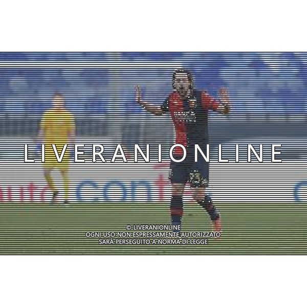 Danilo Vigo/LM - Genoa CFC vs Cagliari Calcio - Italian football Serie A match 2020/2021 24 January 2021 - Luigi Ferraris stadium, Genova, Italy Photo showing: Mattia Destro (Genoa) , Yellow card for @LM/Danilo Vigo/AGENZIA ALDO LIVERANI SAS