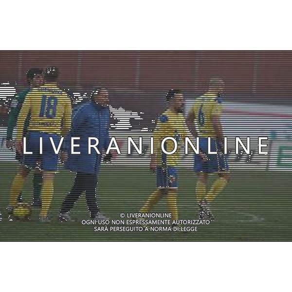 MANTOVA - FERMANA CAMPIONATO CALCIO SERIE C LEGA PRO 24.01.2021 NELLA FOTO DELUSIONE GIOCATORI FERMANA A FINE GARA - ALLENATORE CORNACCHINI GIOVANNI ©SANTANDREA/AGENZIA ALDO LIVERANI SAS