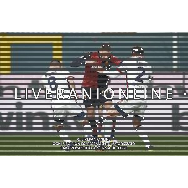 Danilo Vigo/LM - Genoa CFC vs Cagliari Calcio - Italian football Serie A match 2020/2021 24 January 2021 - Luigi Ferraris stadium, Genova, Italy Photo showing: RƒÉzvan Marin (Cagliari), Marko Pjaca (Genoa), Diego Godin (Cagliari) @LM/Danilo Vigo/AGENZIA ALDO LIVERANI SAS
