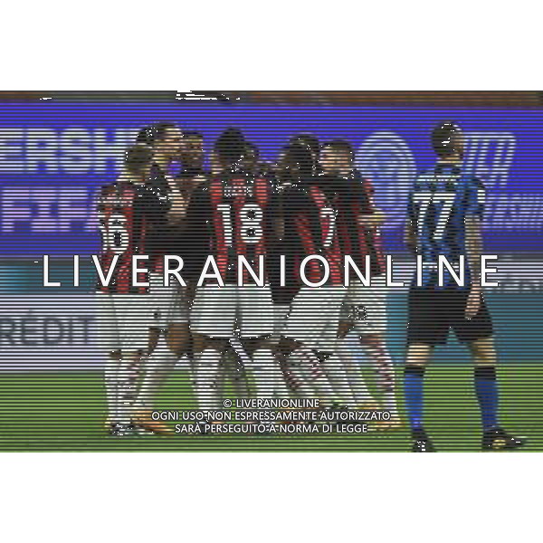 esultanza Milan dopo il gol dell\'1 a 0 Zlatan Ibrahimovic Inter vs Milan Coppa Italia - quarti di finale Milano 26-01-2021 Stadio Giuseppe Meazza - San Siro foto Roberto Garavaglia/ag. Aldo Liverani sas /AGENZIA ALDO LIVERANI SAS