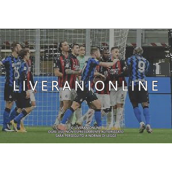 tensione tra Romelu Lukaku (Inter) e Zlatan Ibrahimovic (Milan) a fine primo tempo Inter vs Milan Coppa Italia - quarti di finale Milano 26-01-2021 Stadio Giuseppe Meazza - San Siro foto Roberto Garavaglia/ag. Aldo Liverani sas /AGENZIA ALDO LIVERANI SAS