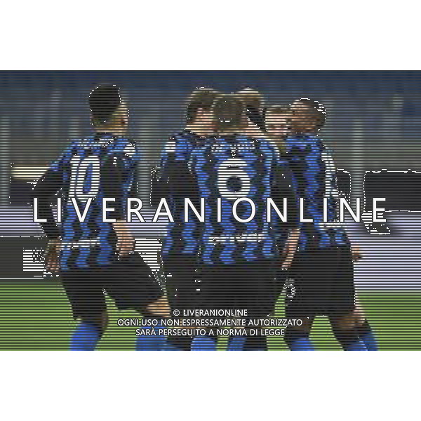 esultanza Inter dopo il gol del 2 a 1 Christian Eriksen Inter vs Milan Coppa Italia - quarti di finale Milano 26-01-2021 Stadio Giuseppe Meazza - San Siro foto Roberto Garavaglia/ag. Aldo Liverani sas /AGENZIA ALDO LIVERANI SAS