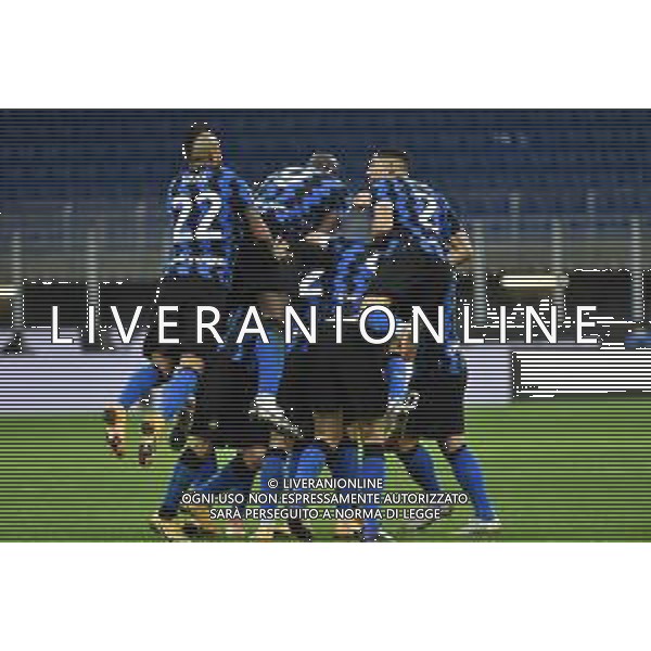 esultanza Inter dopo il gol del 2 a 1Christian Eriksen Inter vs Milan Coppa Italia - quarti di finale Milano 26-01-2021 Stadio Giuseppe Meazza - San Siro foto Roberto Garavaglia/ag. Aldo Liverani sas /AGENZIA ALDO LIVERANI SAS