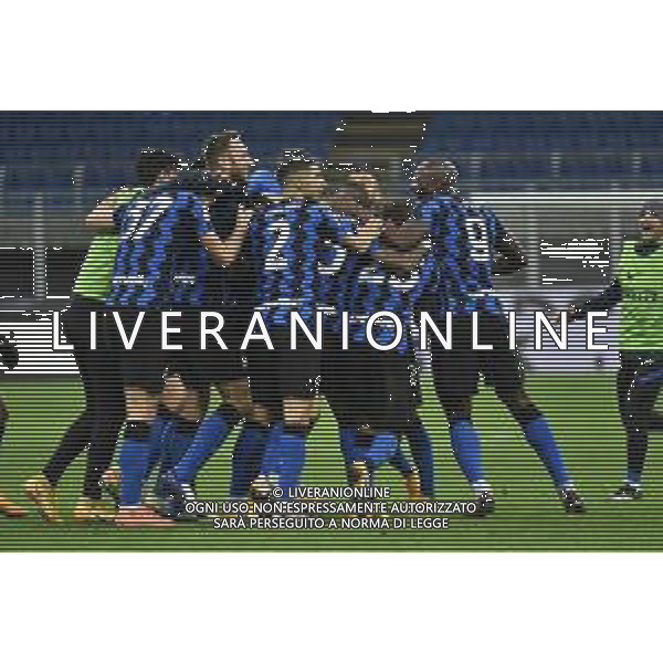 esultanza Inter dopo il gol del 2 a 1 Christian Eriksen Inter vs Milan Coppa Italia - quarti di finale Milano 26-01-2021 Stadio Giuseppe Meazza - San Siro foto Roberto Garavaglia/ag. Aldo Liverani sas /AGENZIA ALDO LIVERANI SAS