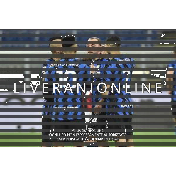 esultanza Inter dopo il gol del 2 a 1 Christian Eriksen Inter vs Milan Coppa Italia - quarti di finale Milano 26-01-2021 Stadio Giuseppe Meazza - San Siro foto Roberto Garavaglia/ag. Aldo Liverani sas /AGENZIA ALDO LIVERANI SAS