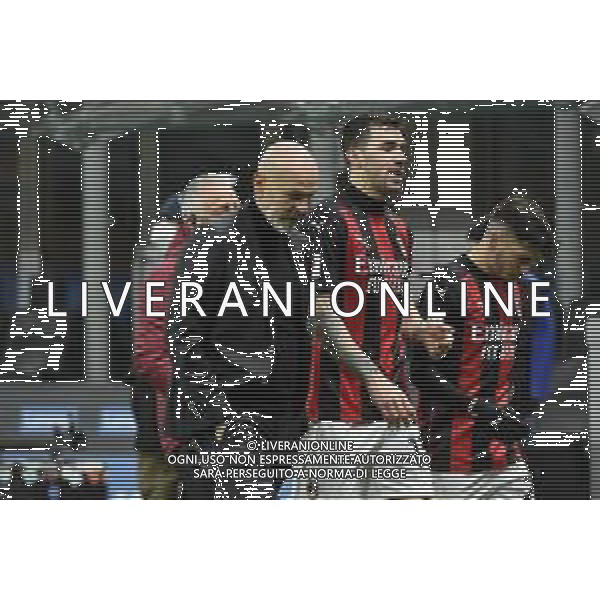 da SX Stefano Pioli allenatore Milan, Alessio Romagnoli (Milan) e Brahim Diaz (Milan) Inter vs Milan Coppa Italia - quarti di finale Milano 26-01-2021 Stadio Giuseppe Meazza - San Siro foto Roberto Garavaglia/ag. Aldo Liverani sas