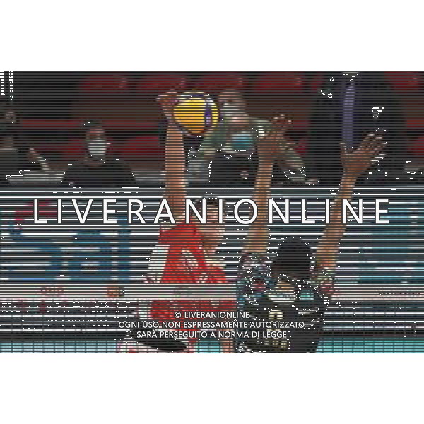 Loris Cerquiglini/LM - Sir Safety Conad Perugia vs Consar Ravenna - Italian Volleyball Men Cup 2020/2021 27 January 2021 - PalaEvangelisti, perugia, Italy Photo showing: recine francesco (n.09 consar ravenna) spike @LM/Loris Cerquiglini/AGENZIA ALDO LIVERANI SAS