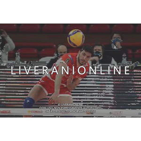 Loris Cerquiglini/LM - Sir Safety Conad Perugia vs Consar Ravenna - Italian Volleyball Men Cup 2020/2021 27 January 2021 - PalaEvangelisti, perugia, Italy Photo showing: pinali giulio (n.14 contar ravenna) serve @LM/Loris Cerquiglini/AGENZIA ALDO LIVERANI SAS