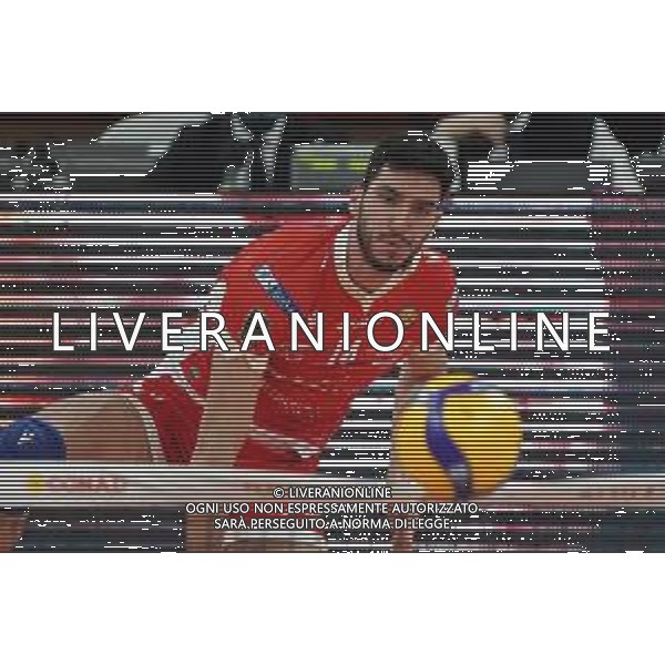Loris Cerquiglini/LM - Sir Safety Conad Perugia vs Consar Ravenna - Italian Volleyball Men Cup 2020/2021 27 January 2021 - PalaEvangelisti, perugia, Italy Photo showing: pinali giulio (n.14 contar ravenna) serve @LM/Loris Cerquiglini/AGENZIA ALDO LIVERANI SAS