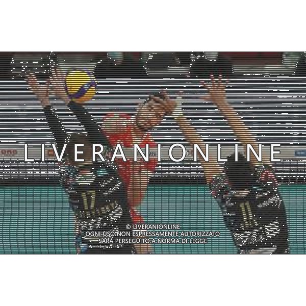 Loris Cerquiglini/LM - Sir Safety Conad Perugia vs Consar Ravenna - Italian Volleyball Men Cup 2020/2021 27 January 2021 - PalaEvangelisti, perugia, Italy Photo showing: pinali giulio (n.14 contar ravenna) spike @LM/Loris Cerquiglini/AGENZIA ALDO LIVERANI SAS