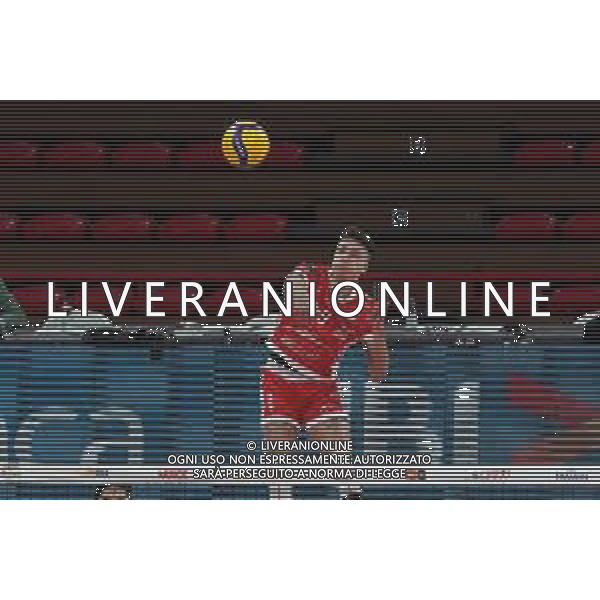Loris Cerquiglini/LM - Sir Safety Conad Perugia vs Consar Ravenna - Italian Volleyball Men Cup 2020/2021 27 January 2021 - PalaEvangelisti, perugia, Italy Photo showing: recine francesco (n.09 consar ravenna) serve @LM/Loris Cerquiglini/AGENZIA ALDO LIVERANI SAS