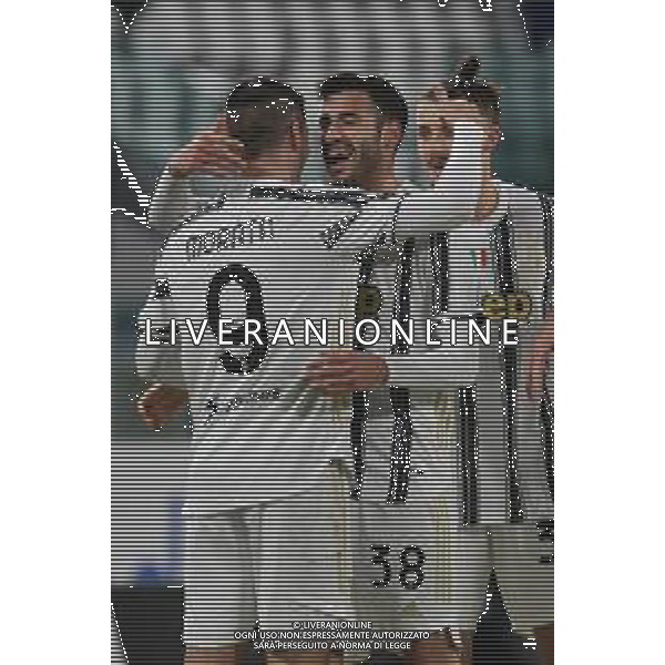 ©Falzone/Agenzia Aldo Liverani Torino 27.01.2021 Stadio Allianz Stadium Juventus vs Spal Quarti di Finale Coppa Italia 2020-2021 Nella foto : ESULTANZA GOL DI GIANLUCA FRABOTTA CON ALVARO MORATA ©FALZONE/AGENZIA ALDO LIVERANI SAS